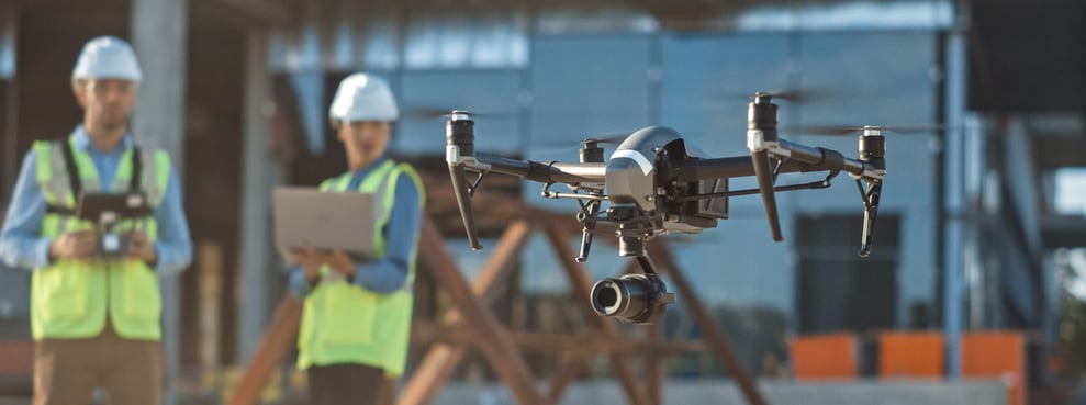 drones en construccion